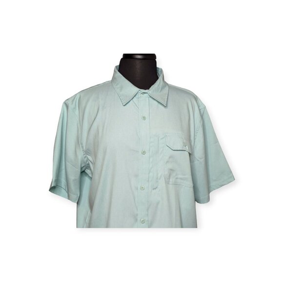 NWT Mountain and Isles Light Teal Short Sleeve Button Front Shirt Size Large - Picture 2 of 16